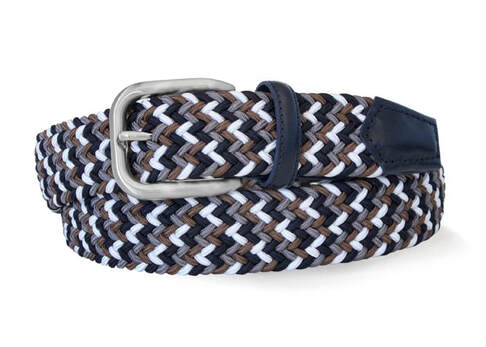 1005 Woven Elastic Belt – Navy/Brown/White