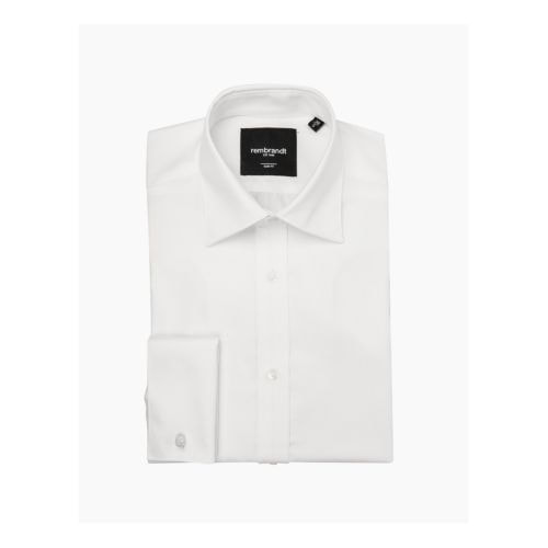 Santiago White Twill French-Cuff Shirt